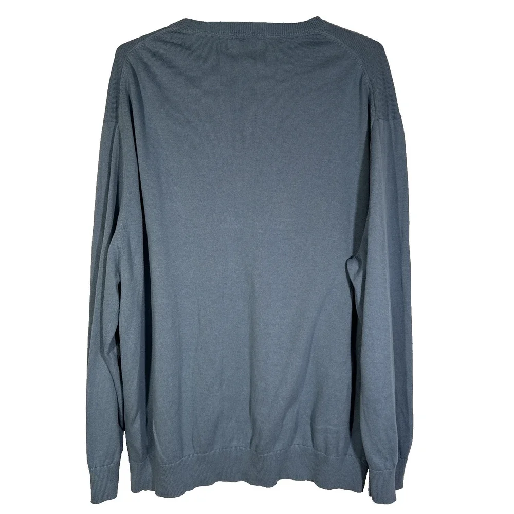 Nautica Mens Sweater XXL Light Sky Blue V-Neck Cotton Pullover Knit Casual 2XL